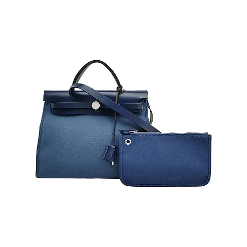 Hermès Herbag 31 Canvas and Hunter Leather Bleu Saphir