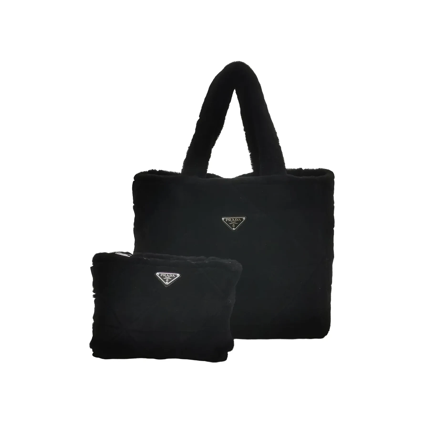 Prada Quilted Wool Tote with Pouch