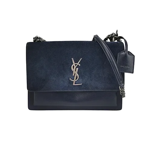 Saint Laurent Sunset Medium Suede and Calfskin Navy