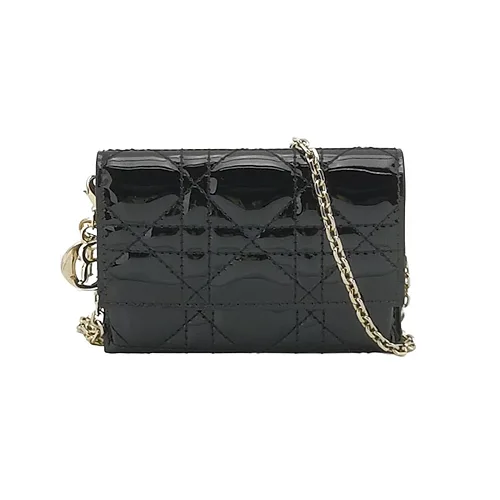 Lady Dior Mini Patent Cannage Chain Pouch