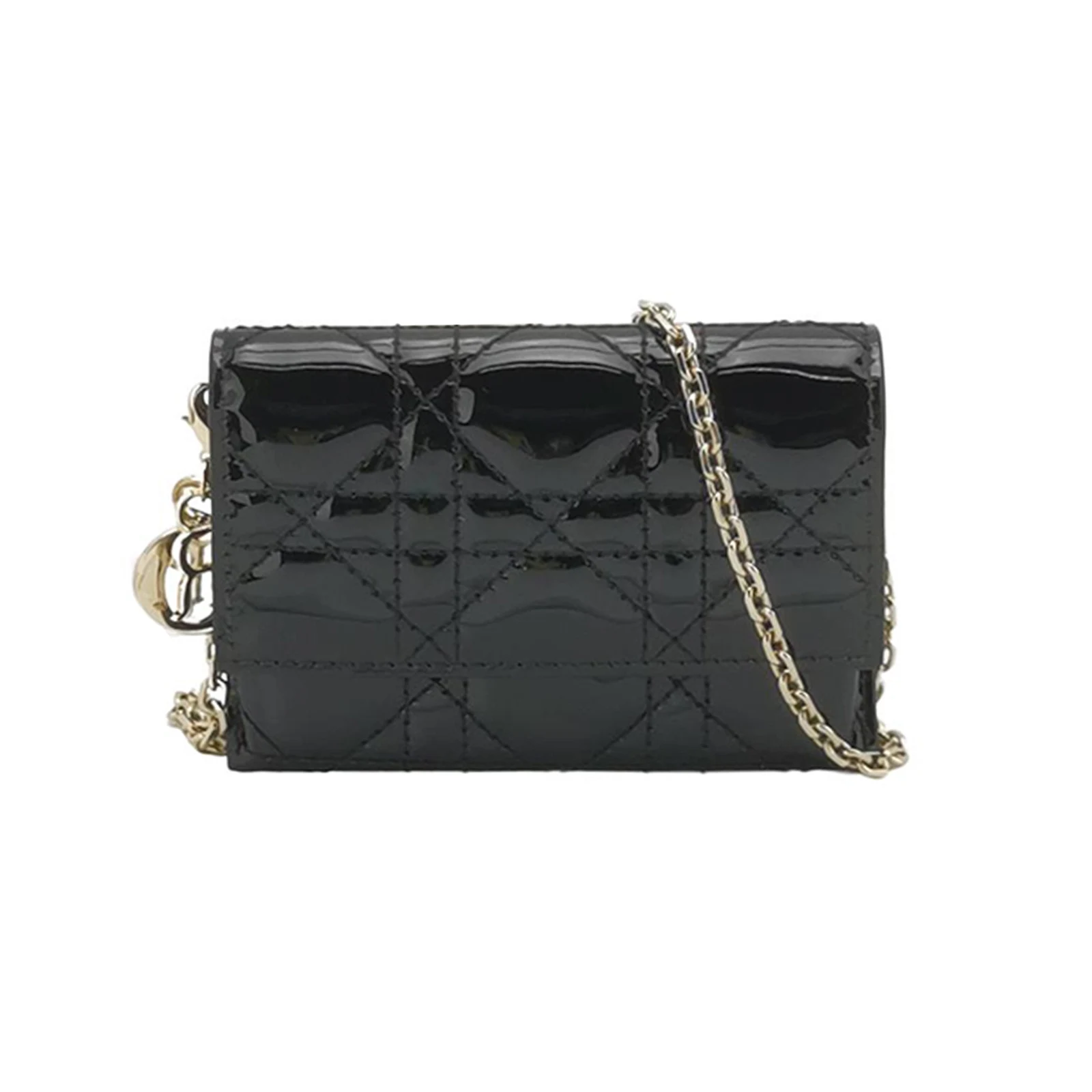 Lady Dior Mini Patent Cannage Chain Pouch