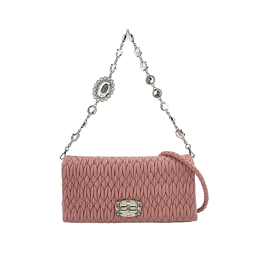 Miu Miu Crystal Quilted Lambskin Shoulder Bag