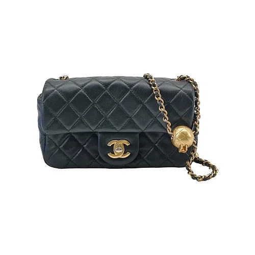 Chanel Classic Flap Large Mini Black Lambskin, Gold Ball