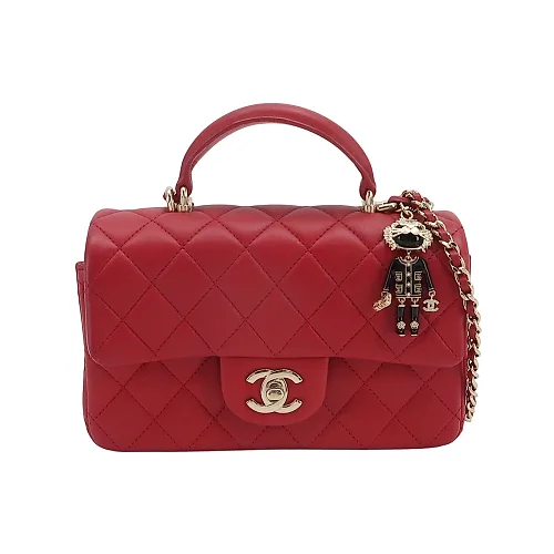 Chanel Coco Handle Large Mini Red Lambskin with Lion Charm