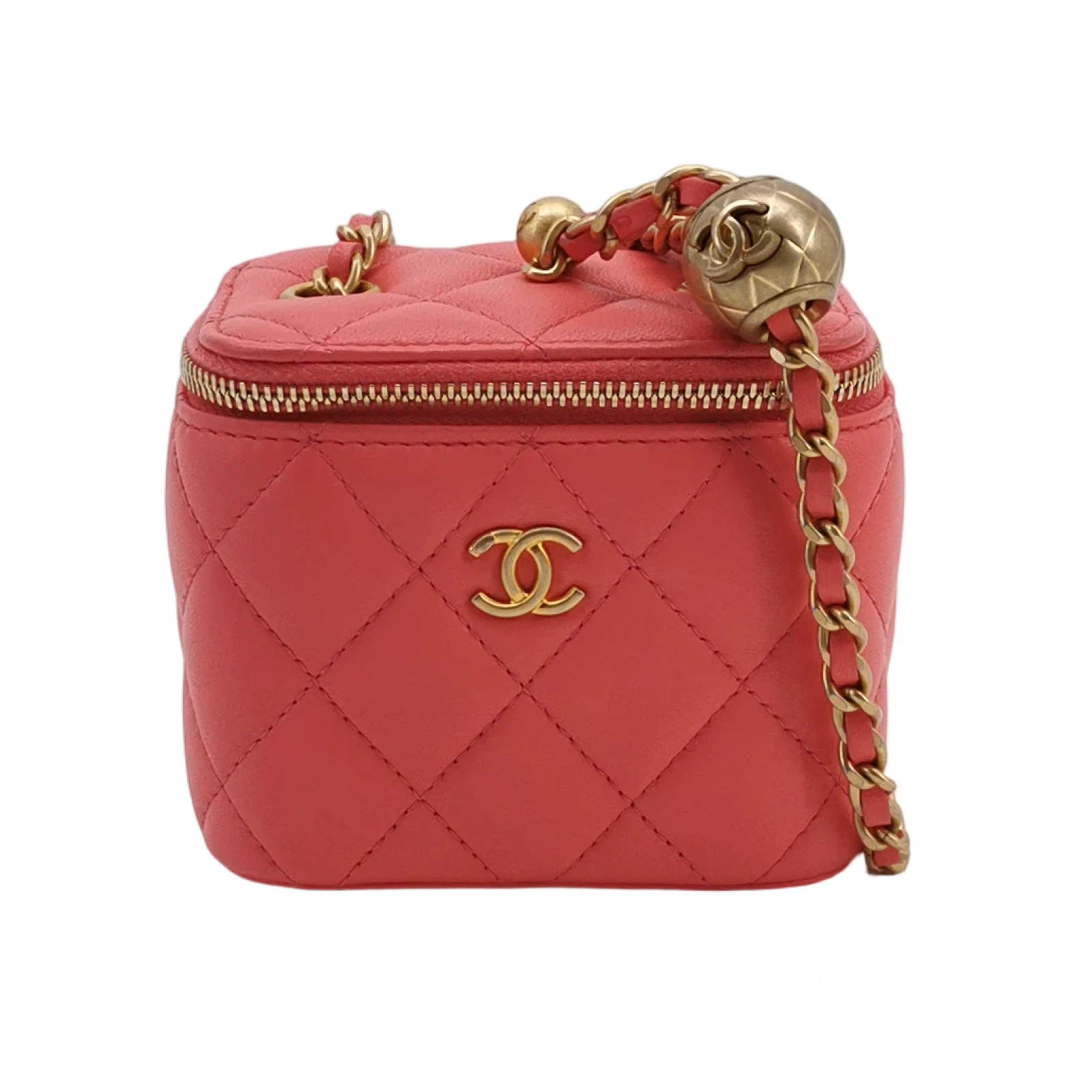 Chanel Vanity Case Pink Lambskin with Gold Ball