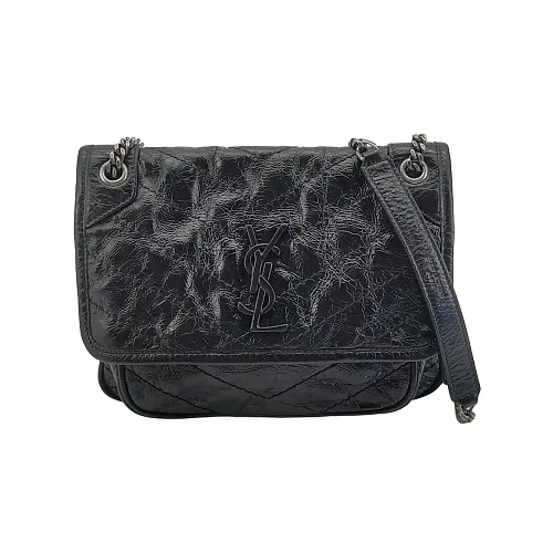 Saint Laurent Niki Small Black Oil-Waxed Leather