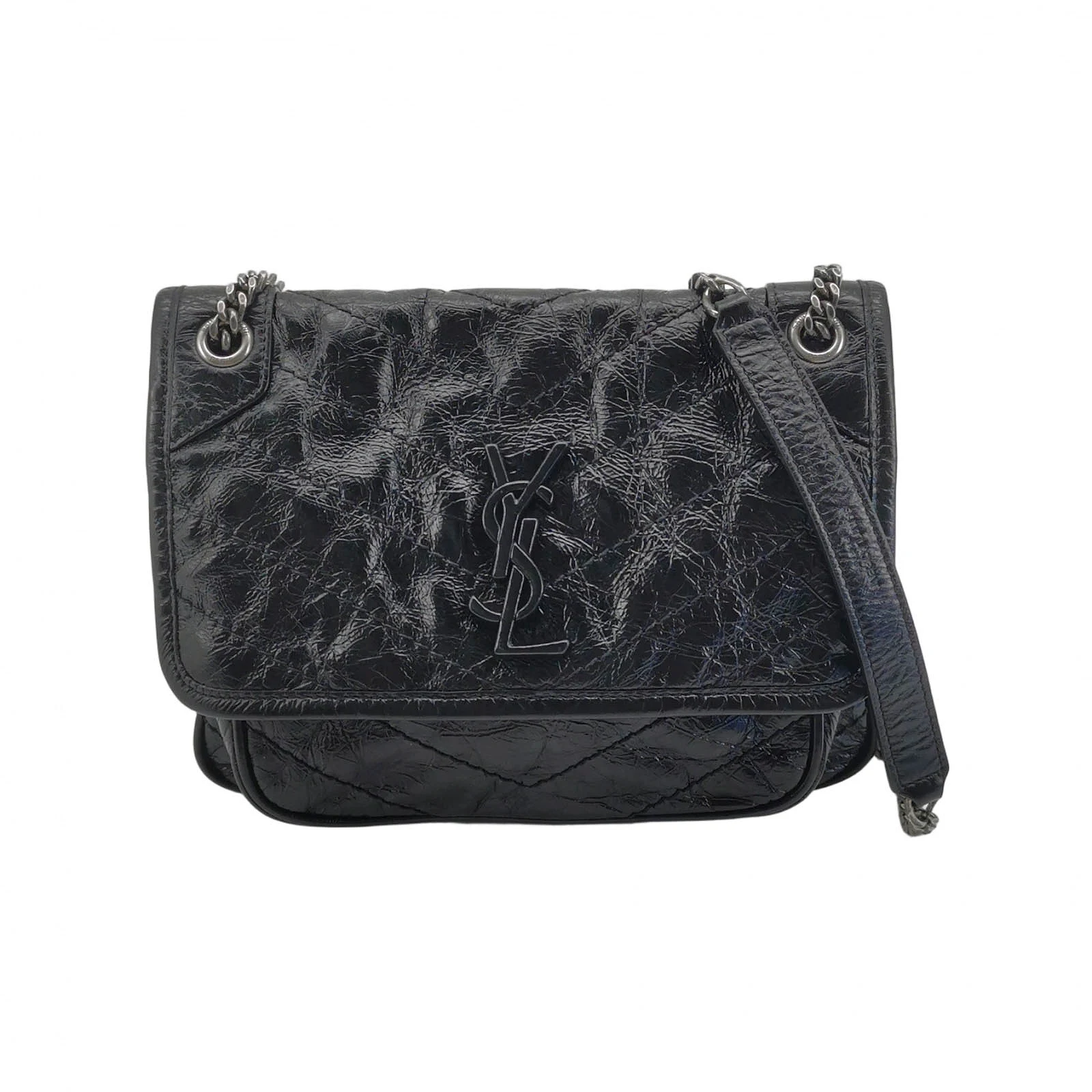 Saint Laurent Niki Small Black Oil-Waxed Leather