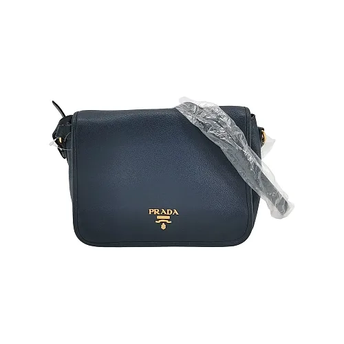 Prada Blue Calfskin Flap Crossbody