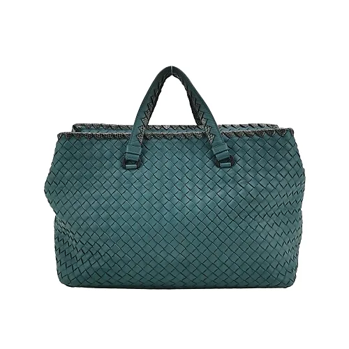 Bottega Veneta Green Intrecciato Tote with Snakeskin