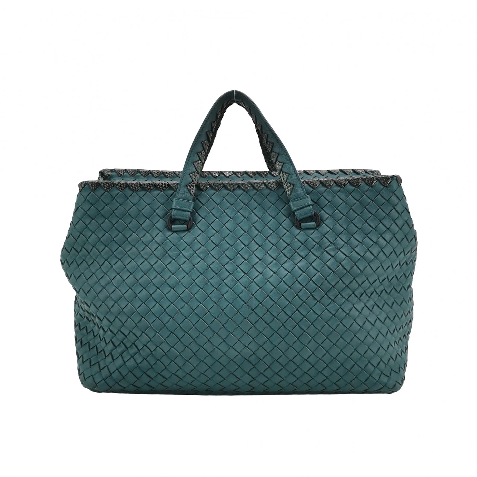 Bottega Veneta Green Intrecciato Tote with Snakeskin