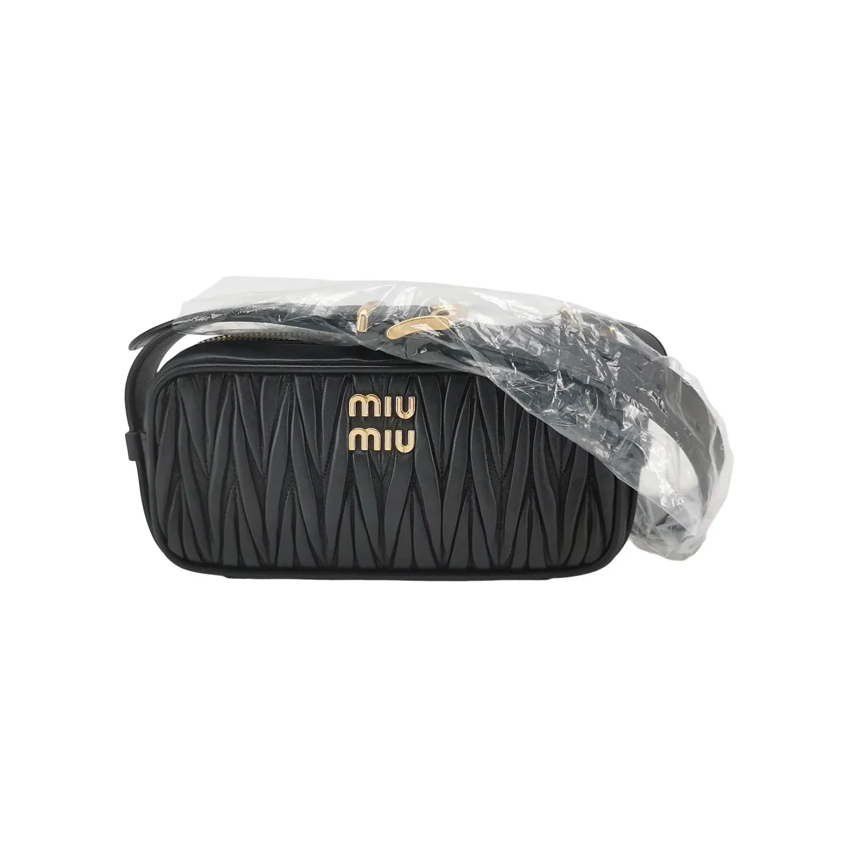 Miu Miu Black Ruched Lambskin Shoulder Bag