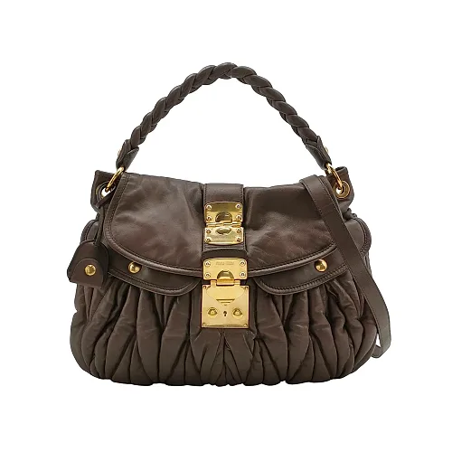 Miu Miu Coffer Brown Ruched Lambskin
