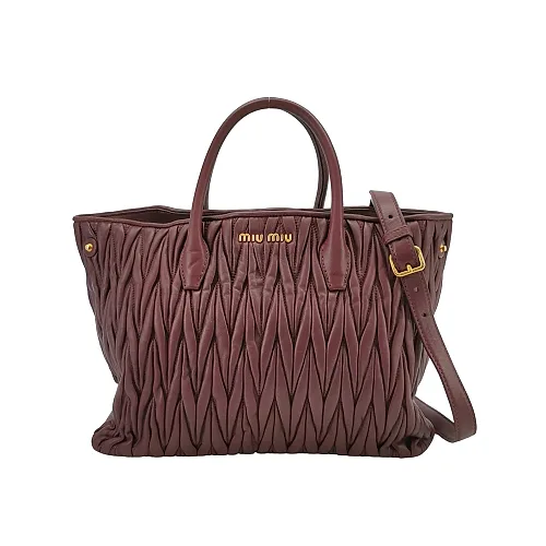 Miu Miu Ruched Lambskin Shoulder Bag, Red