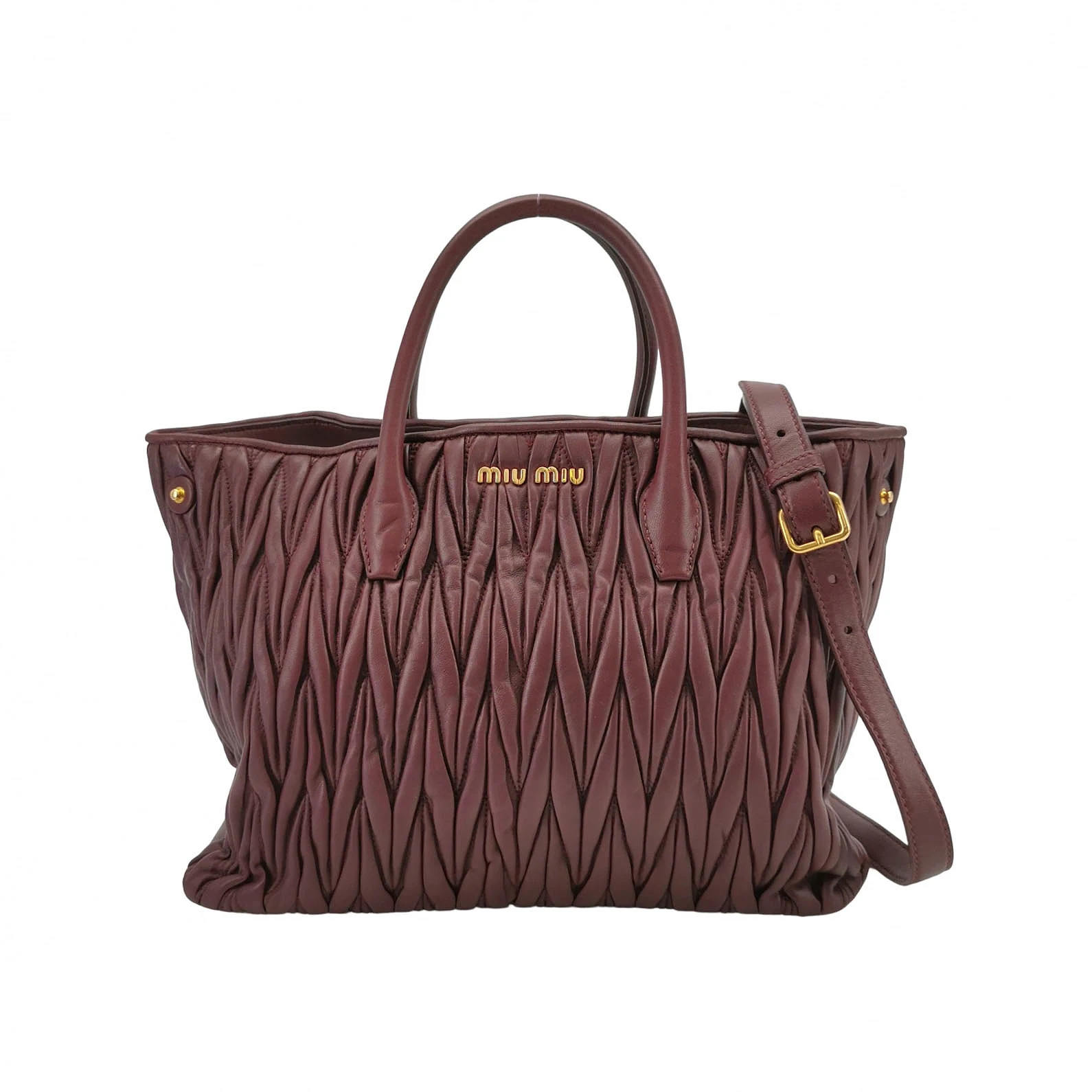 Miu Miu Ruched Lambskin Shoulder Bag, Red