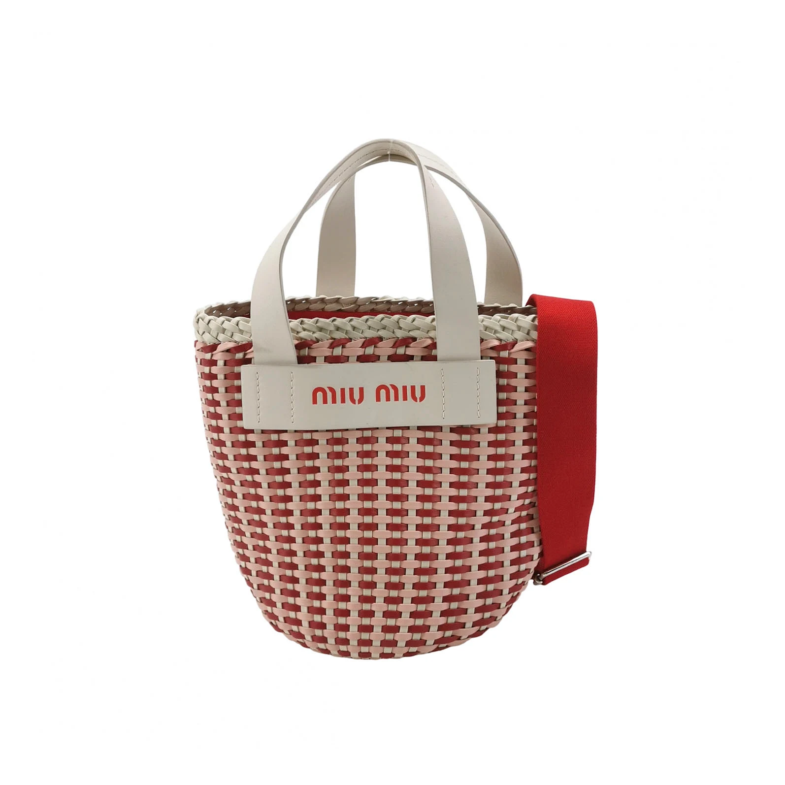 Miu Miu Woven Leather Shoulder Bag, Red