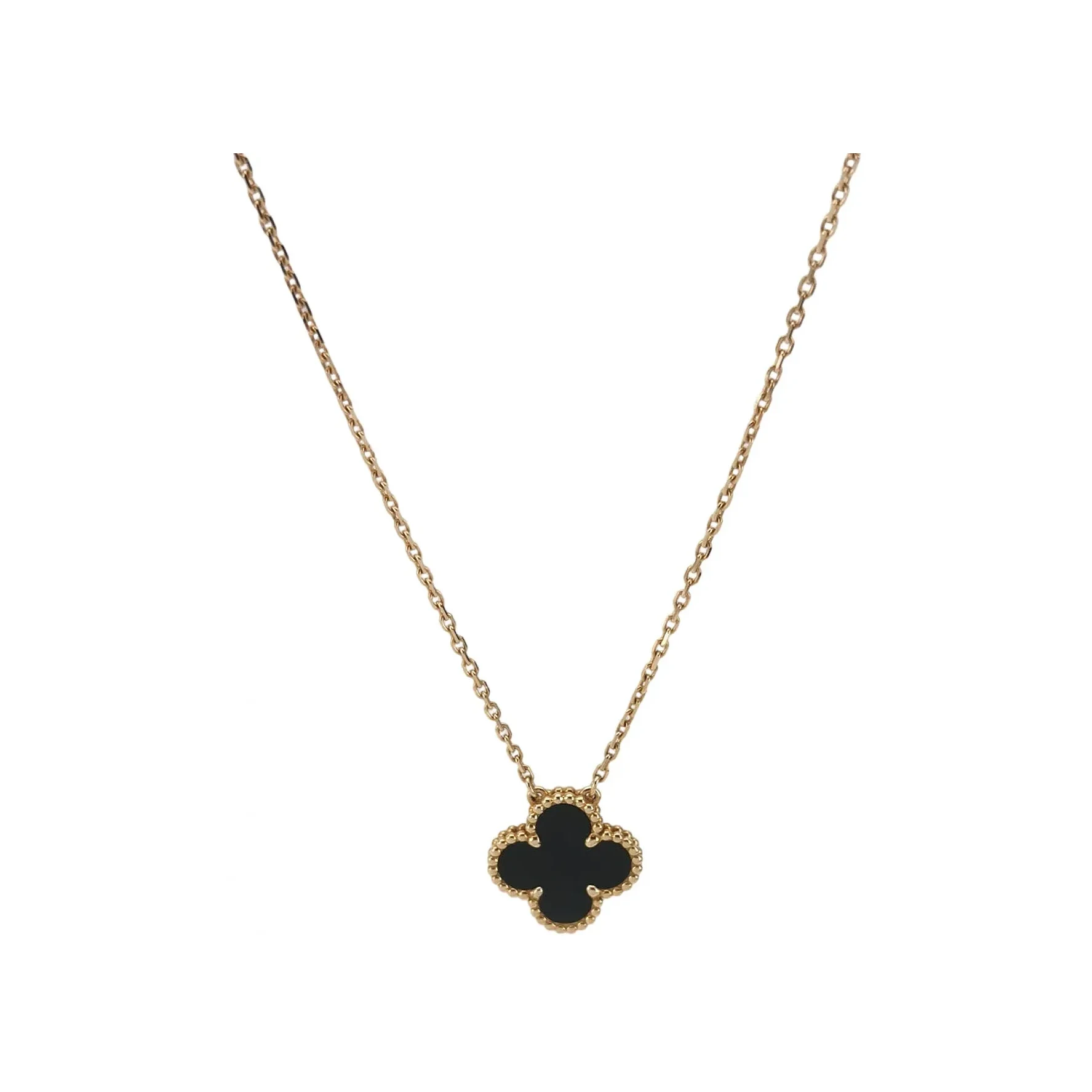 Van Cleef & Arpels Vintage Alhambra Necklace, Gold and Agate