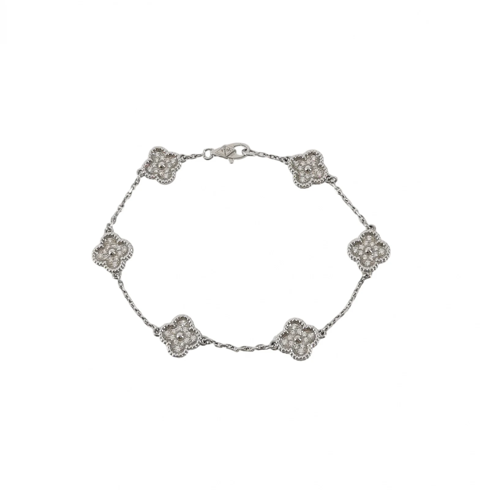 Van Cleef & Arpels Sweet Alhambra Diamond Bracelet, White Gold