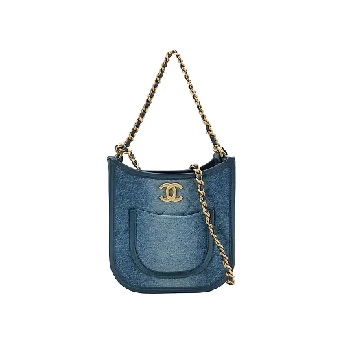 Chanel Quilted Denim Crossbody, Blue