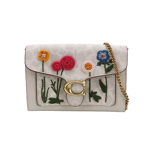Coach Tabby 20 Floral-Embroidered Shoulder Bag, Beige