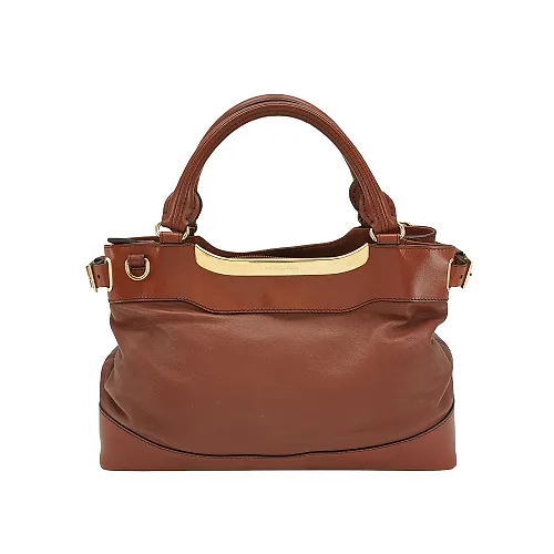 Burberry Leather Logo Tote, Brown