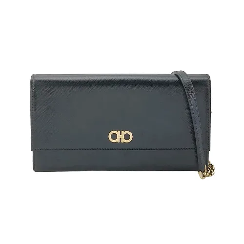 Salvatore Ferragamo Gancini Flat Crossbody, Black