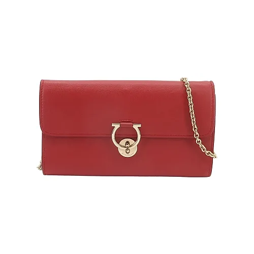 Salvatore Ferragamo Gancini Flat Crossbody, Red