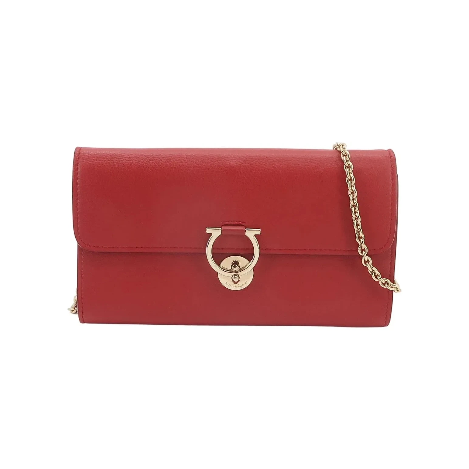 Salvatore Ferragamo Gancini Flat Crossbody, Red