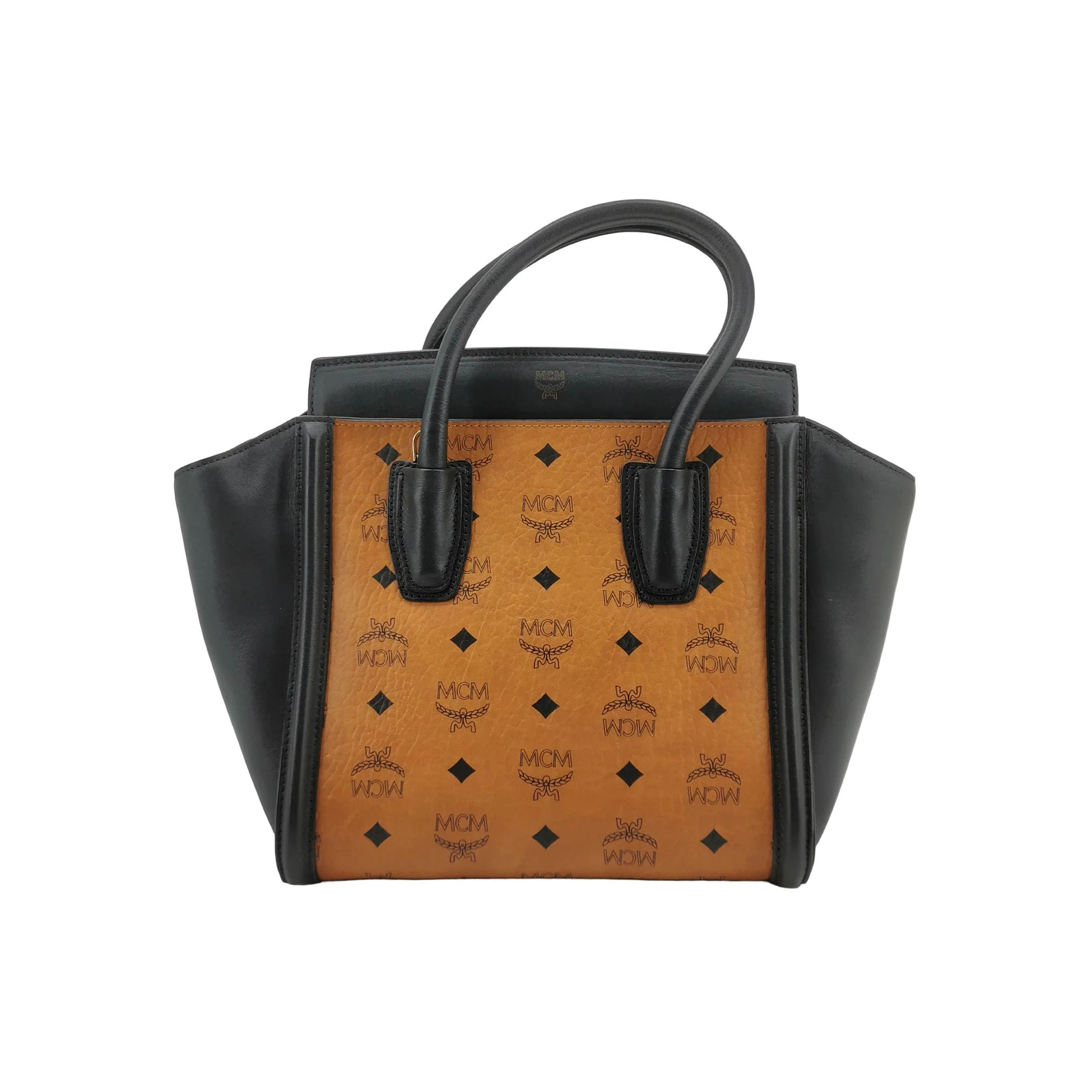 MCM Visetos Logo Tote, Brown