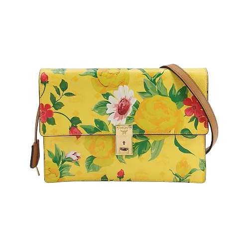 MCM Floral-Print Shoulder Bag, Yellow