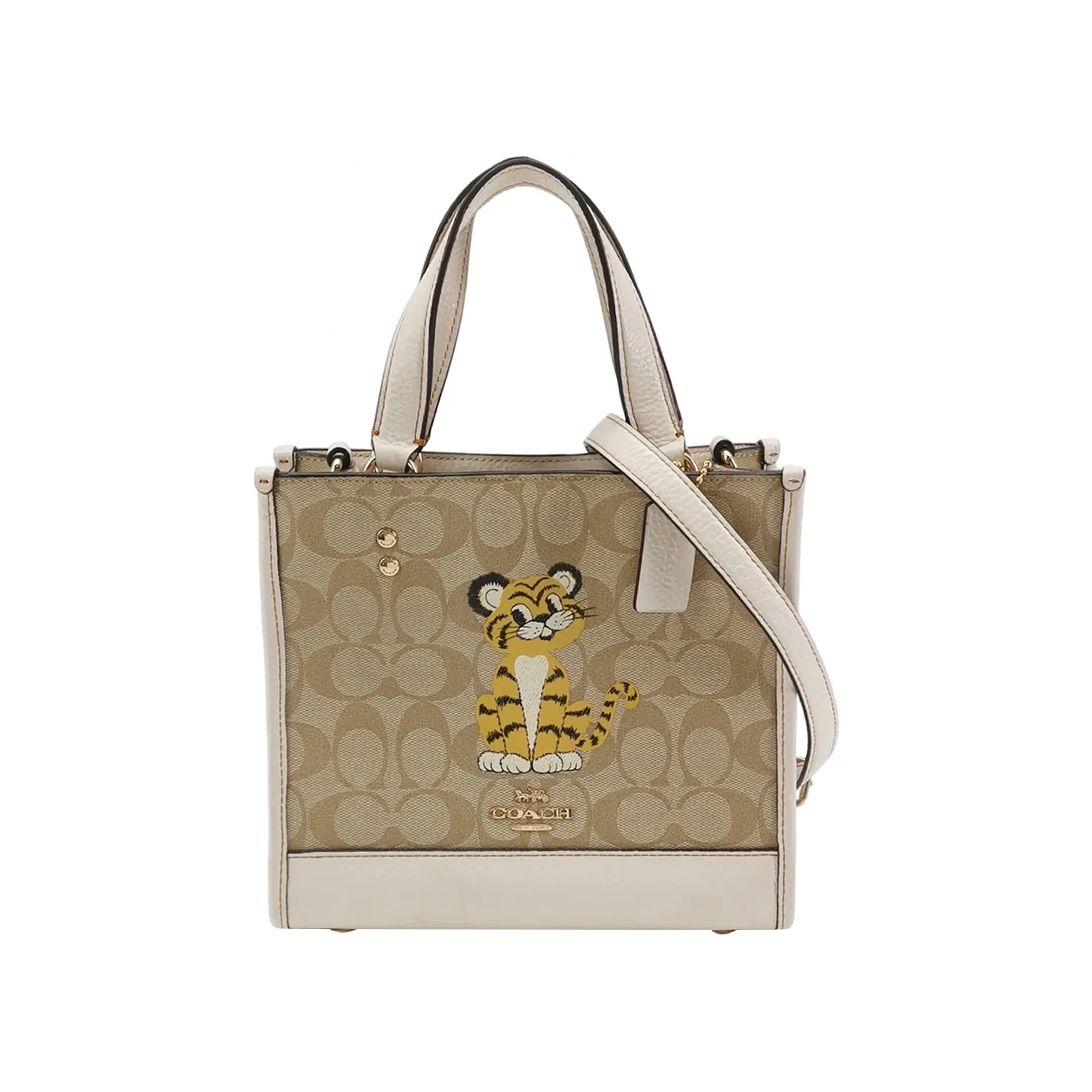 Coach Dempsey 22 Tiger Shoulder Bag, Khaki Signature