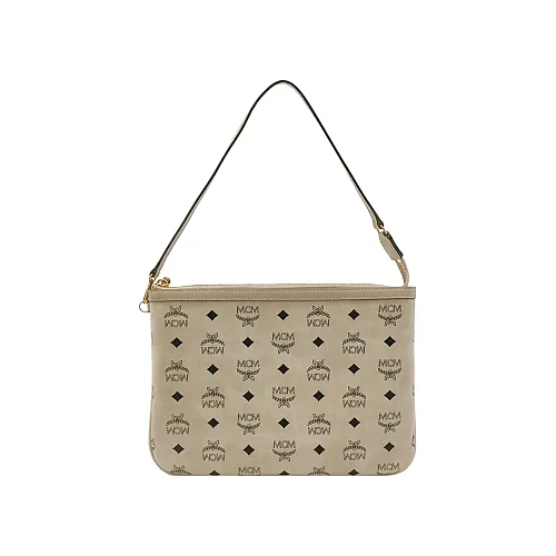 MCM Liz Flat Shoulder Bag, Beige Visetos