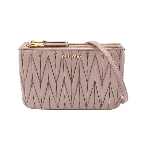 Miu Miu Ruched Lambskin Crossbody, Pink