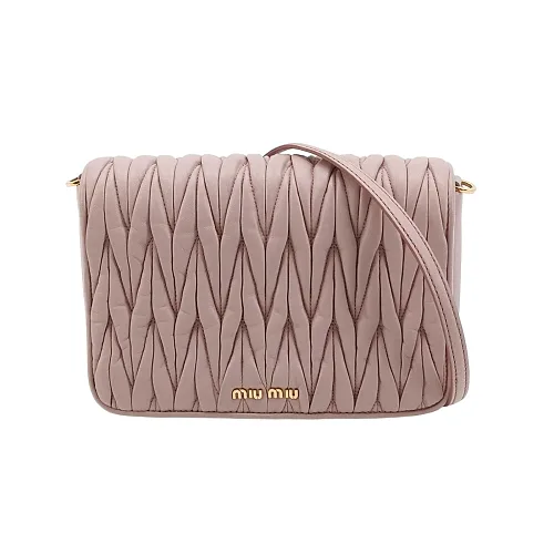 Miu Miu Ruched Lambskin Crossbody, Pink Large