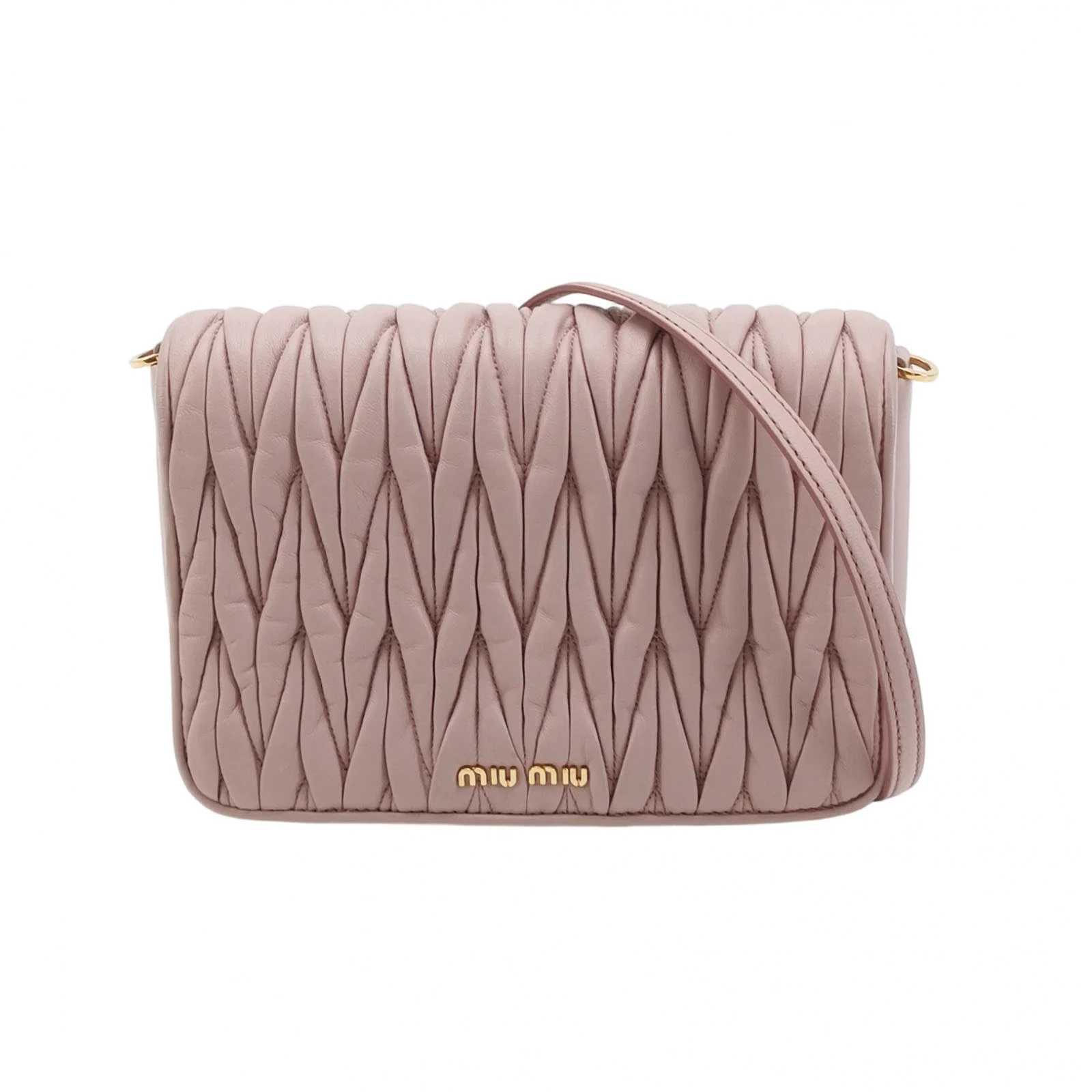 Miu Miu Ruched Lambskin Crossbody, Pink Large