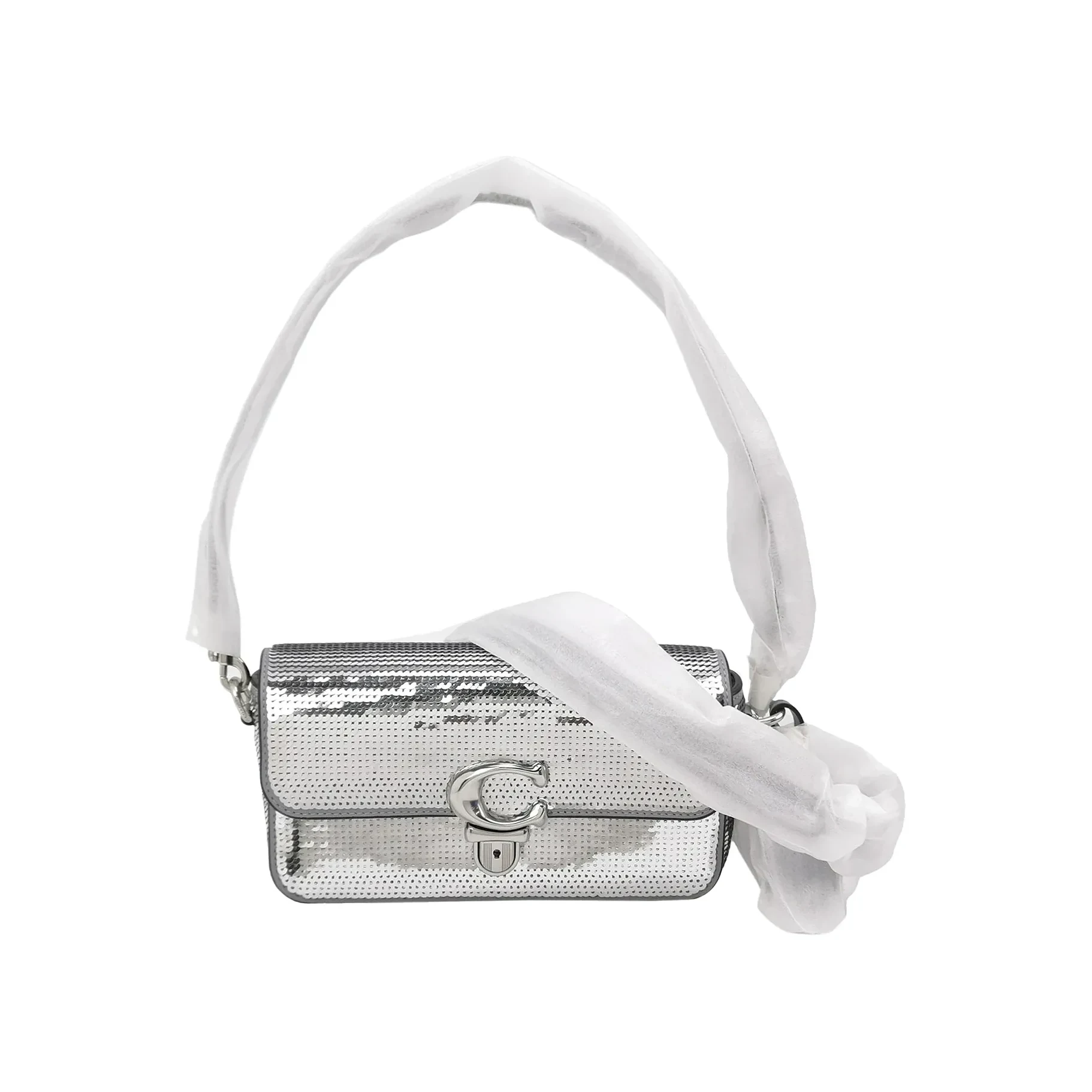 Coach Studio Sequin Shoulder Bag, Silver