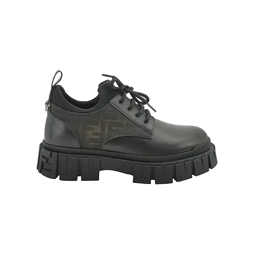 Fendi Lace-Up Platform Derbies, Black