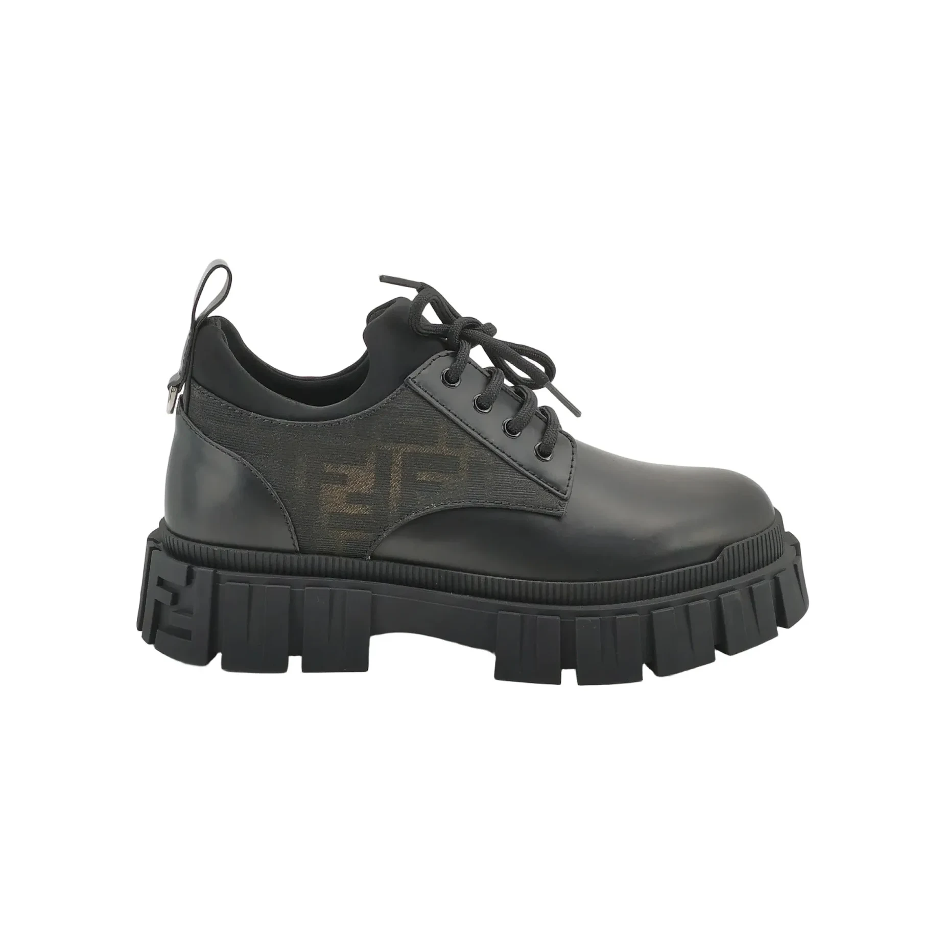 Fendi Lace-Up Platform Derbies, Black