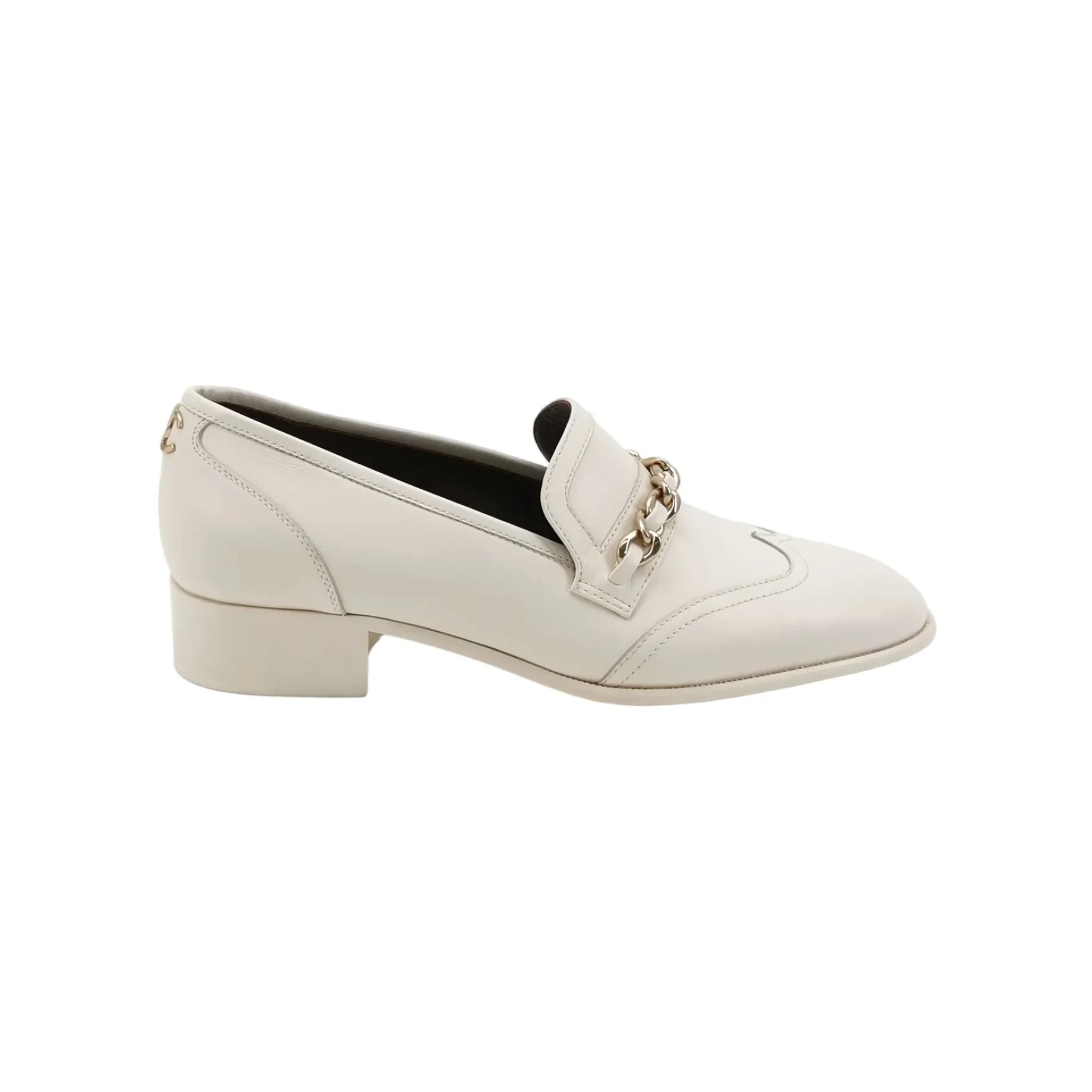 Chanel Double-C Buckled Flats, White