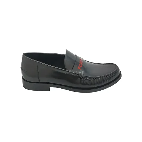 Salvatore Ferragamo Heart-Print Loafers, Black