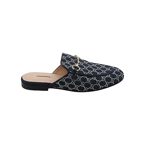 Gucci Princetown Crystal Slippers, Blue