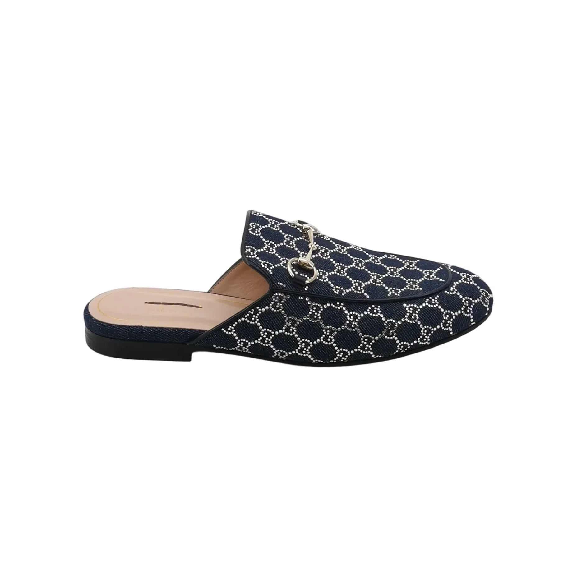Gucci Princetown Crystal Slippers, Blue
