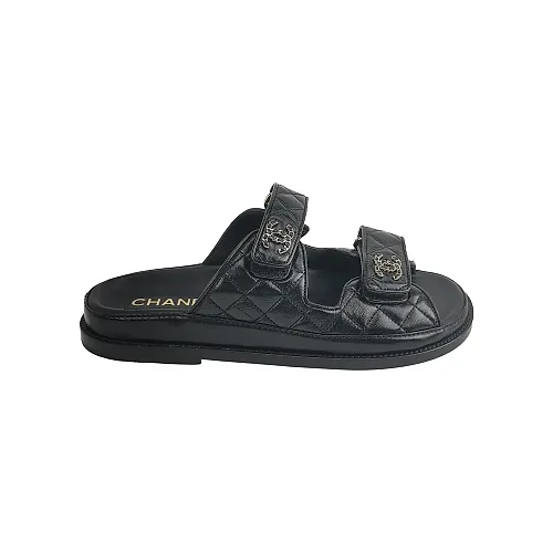 Chanel Logo Slides, Lambskin
