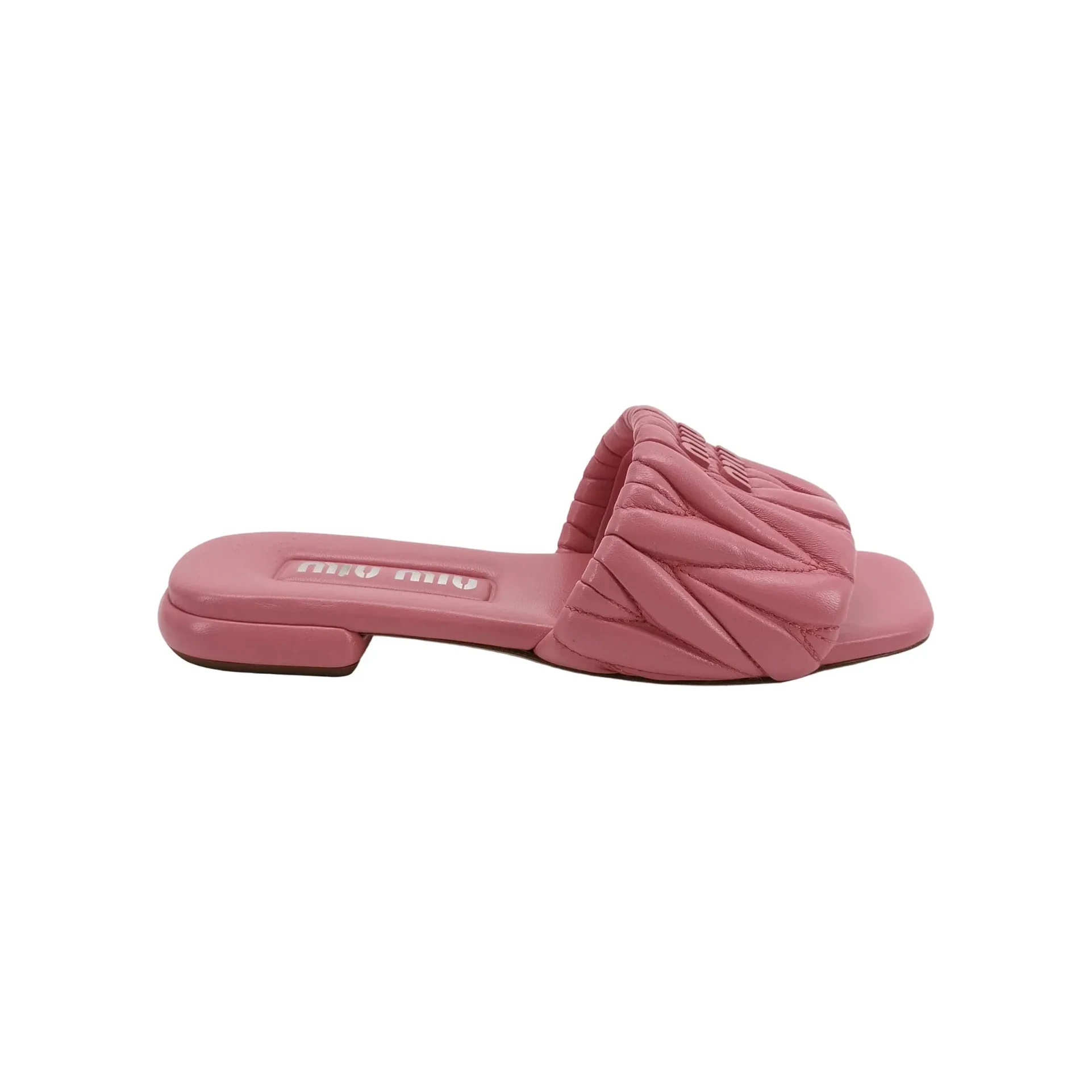Miu Miu Ruched Slides, Pink