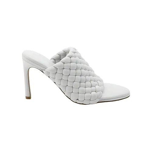 Bottega Veneta Intrecciato Heeled Mules, White