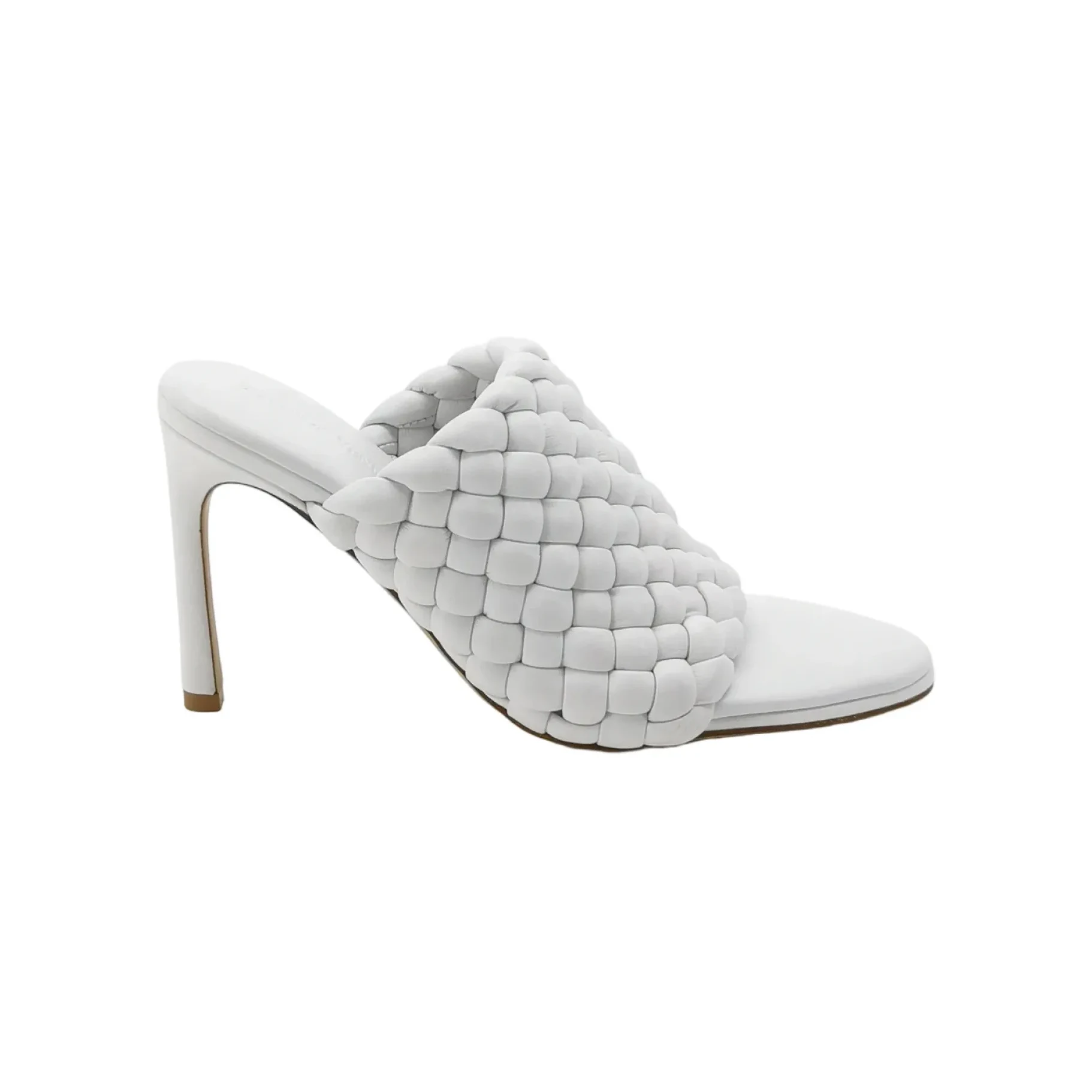 Bottega Veneta Intrecciato Heeled Mules, White