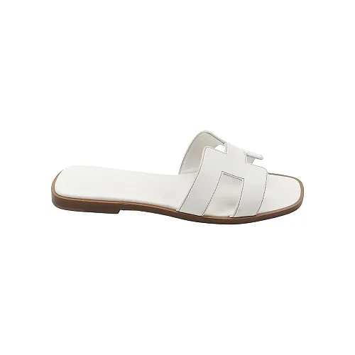 Hermès Oran Sandals, White Calfskin