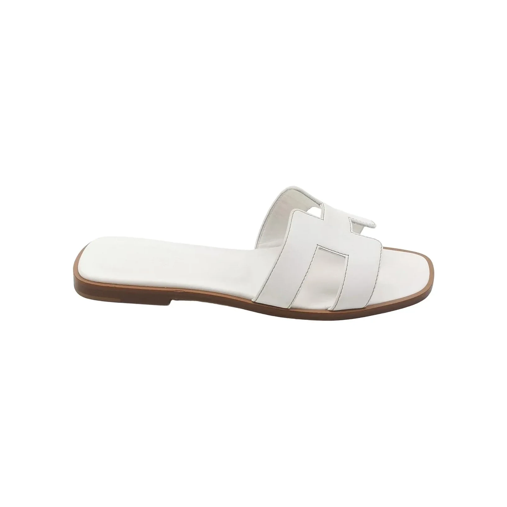 Hermès Oran Sandals, White Calfskin