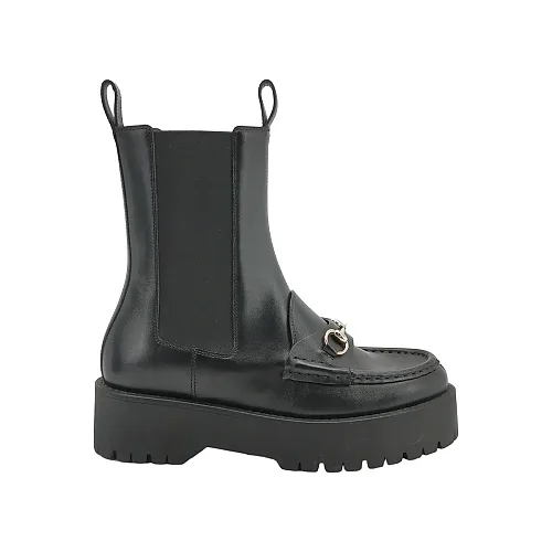 Gucci Horsebit Ankle Boots, Black Leather