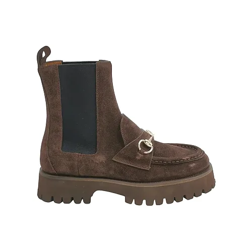 Gucci Horsebit Suede Ankle Boots, Brown