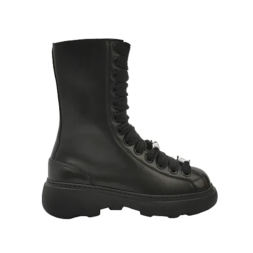 Burberry Leather Lace-Up Ankle Boots, Black